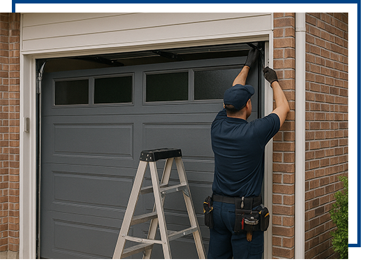 Garage door opener installation in progress